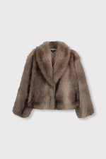 ladies woven faux fur jacket LUKA - brown