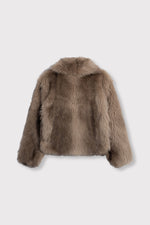 ladies woven faux fur jacket LUKA - brown