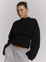 ladies knitted longsleeve detail back FEATHER - black