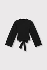 ladies knitted longsleeve detail back FEATHER - black