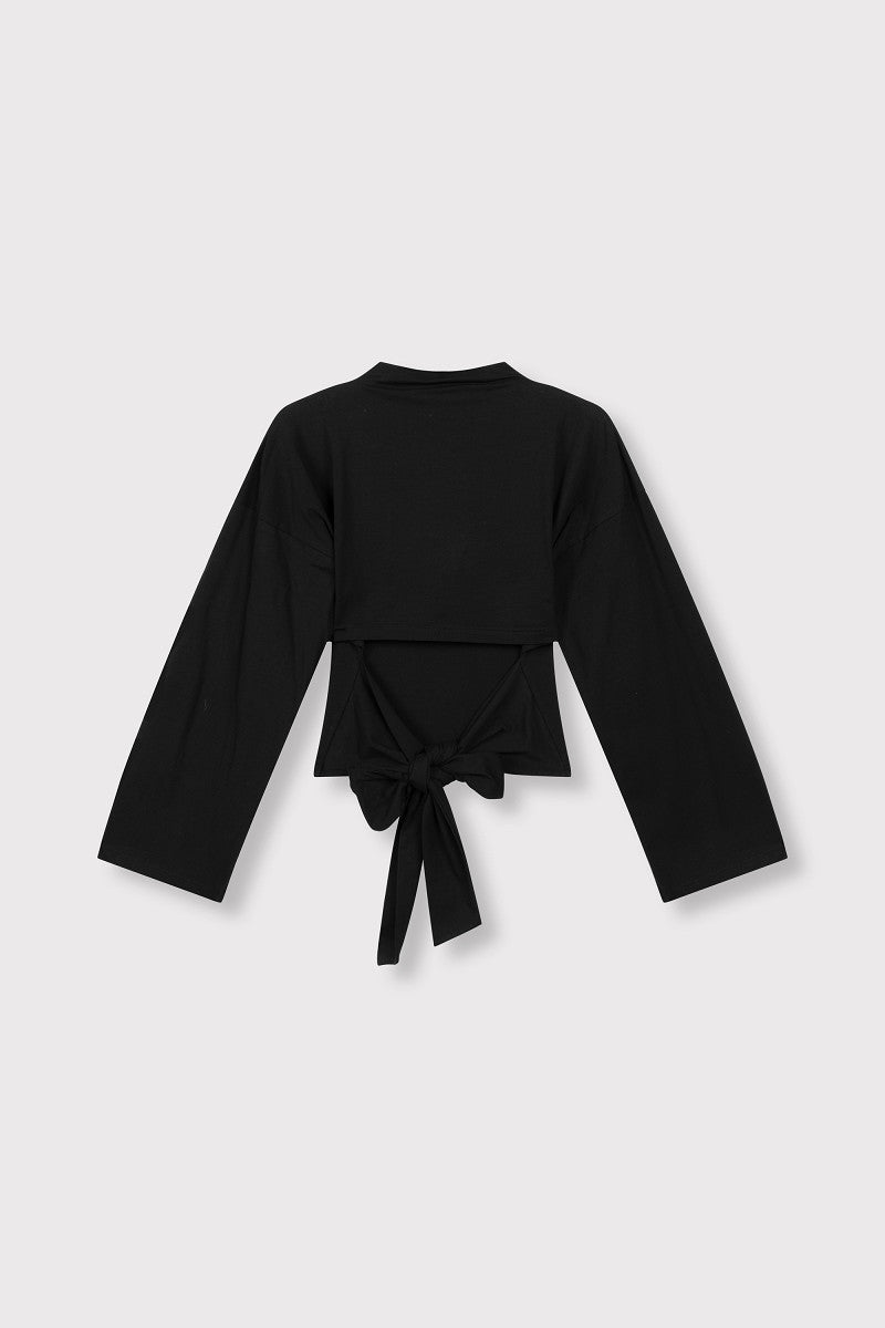 ladies knitted longsleeve detail back FEATHER - black