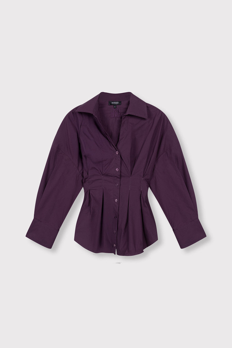 ladies woven oversized fitted blouse GUUSJE - plum
