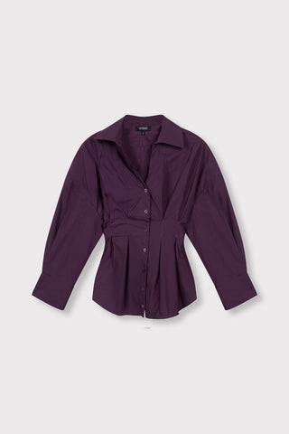 ladies woven oversized fitted blouse GUUSJE - plum