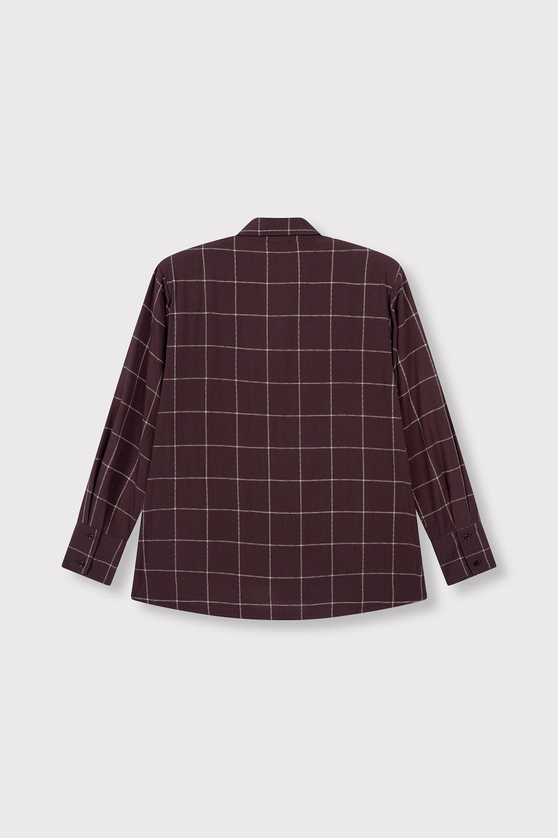 ladies woven blouse check shoulder pads NARO - check