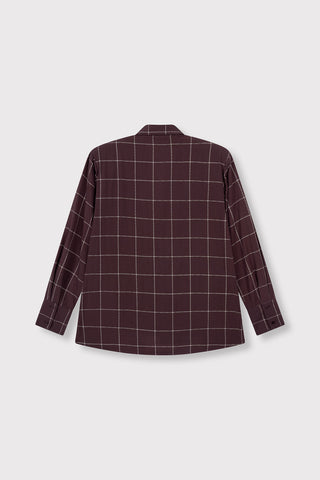 ladies woven blouse check shoulder pads NARO - check