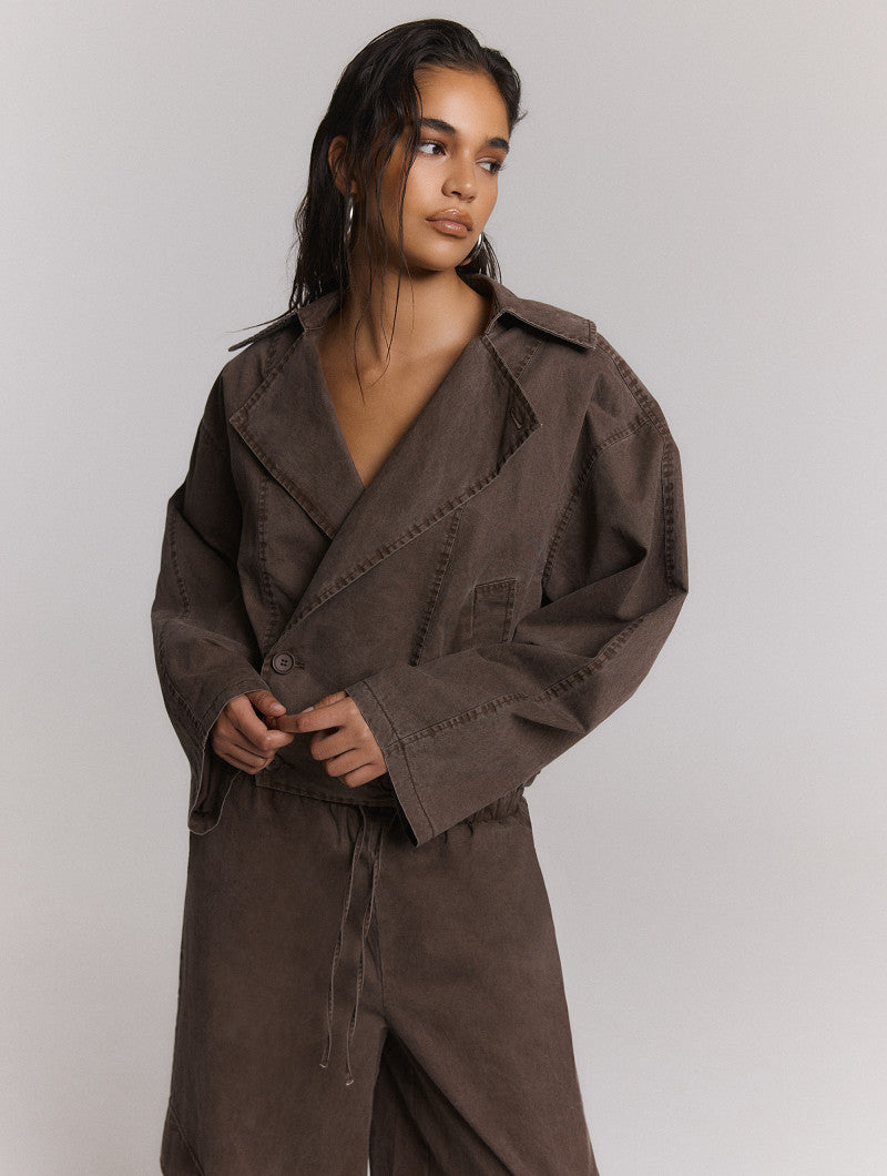 Bomber trenchcoat Jolanda - Choc brown