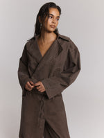 Bomber trenchcoat Jolanda - Choc brown