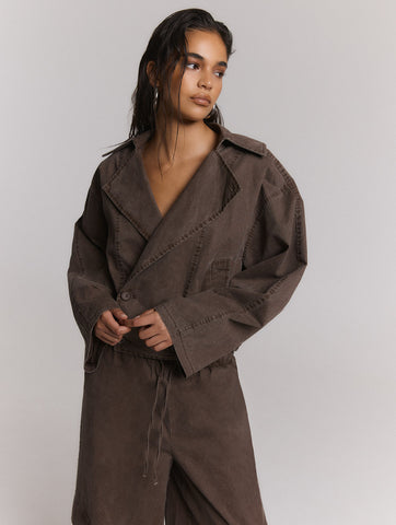 Bomber trenchcoat Jolanda - Choc brown