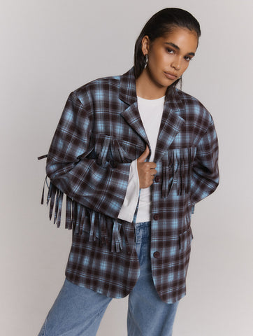 Check blazer fringes Tori - Check