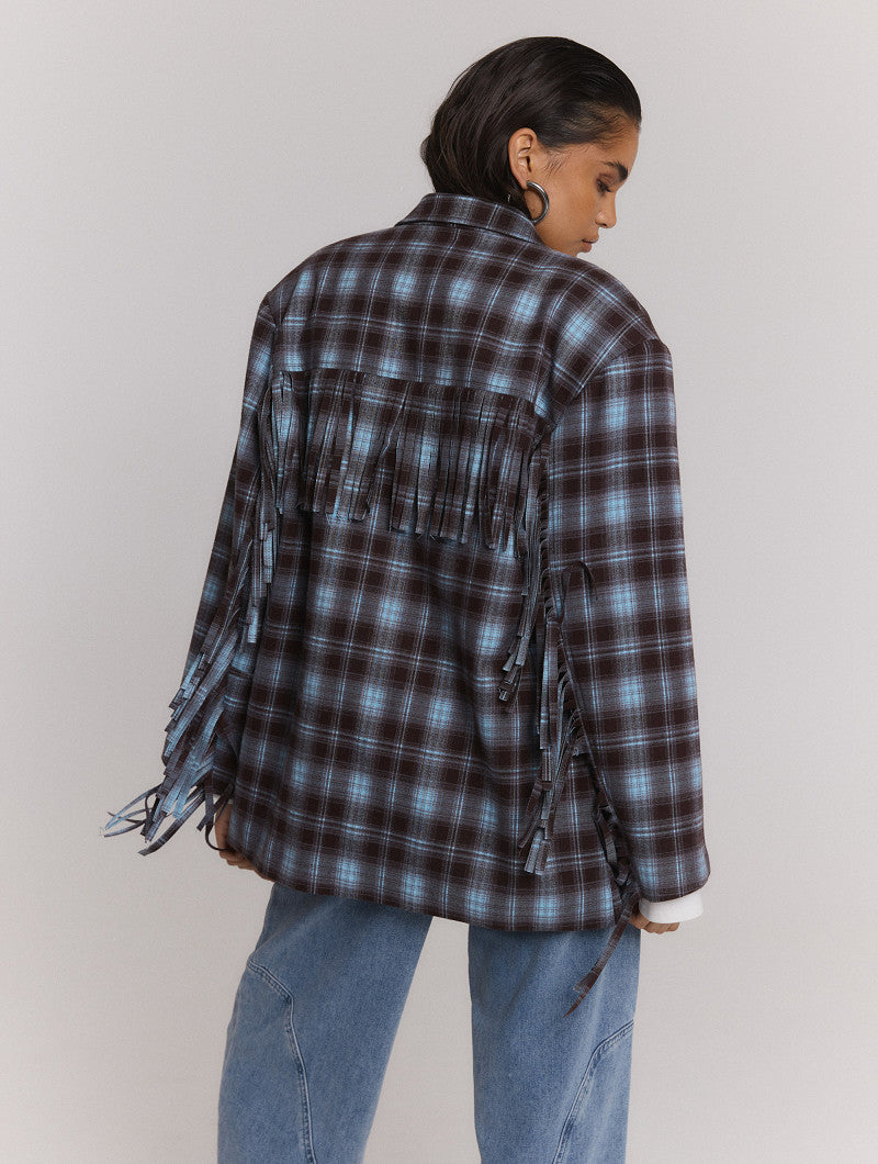 Check blazer fringes Tori - Check