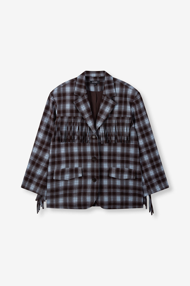 Check blazer fringes Tori - Check