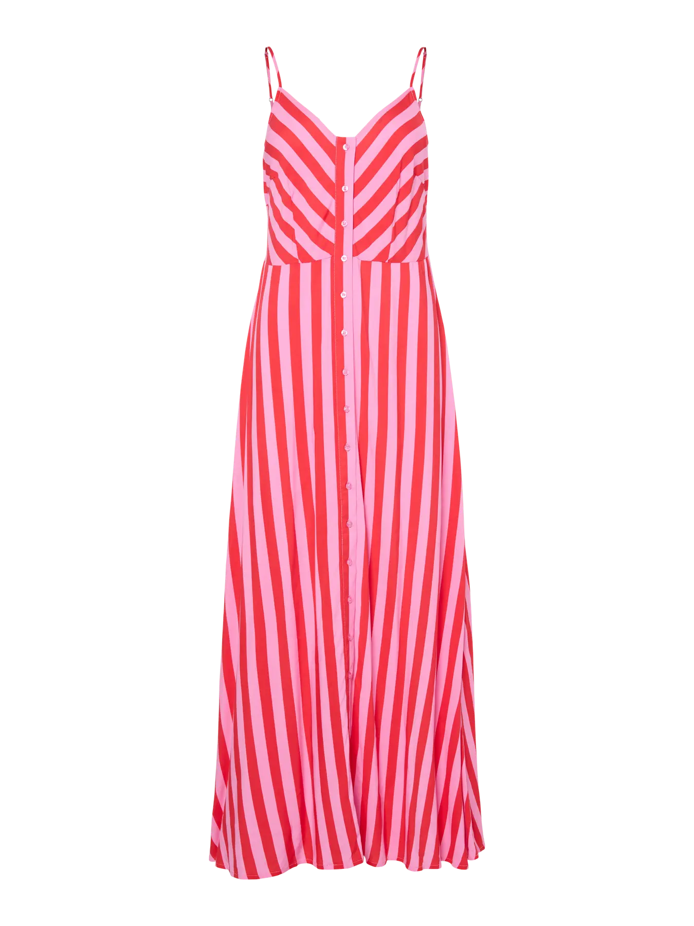 Yassavanna strap long dress s. - cyclamen stripes: bittersweet stripe