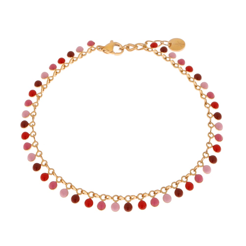 Red dots anklet gold