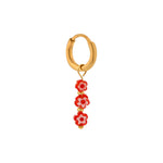 Single Red Flowers Hoop Gold