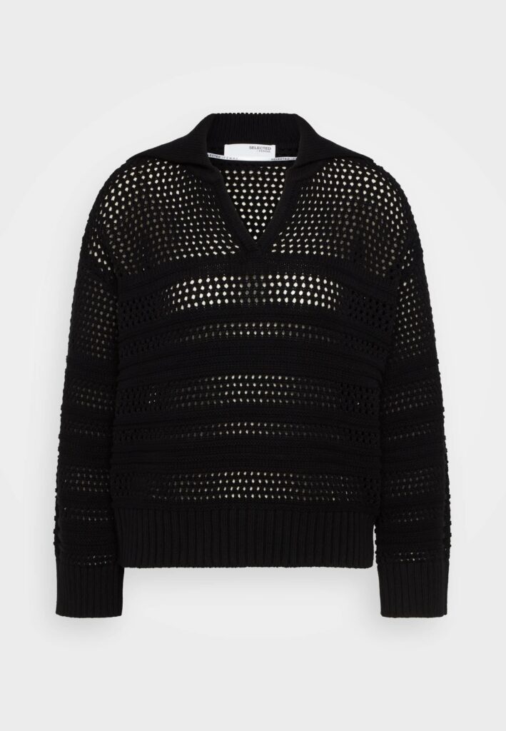 Slffina ls collar knit - Black