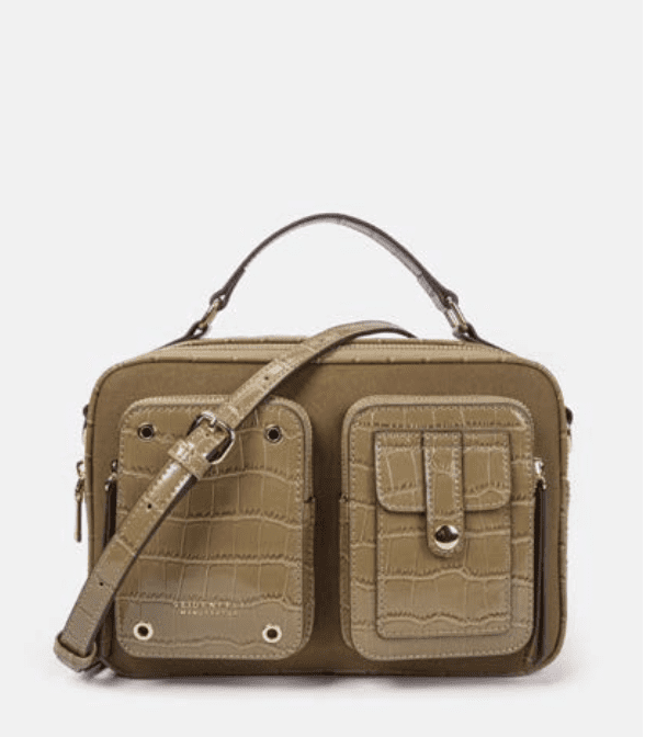 Svanvik little case - croco print olive/gold