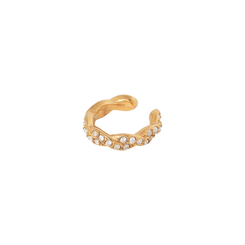 Shiny braid ear cuff gold