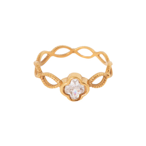 Shiny clover ring gold