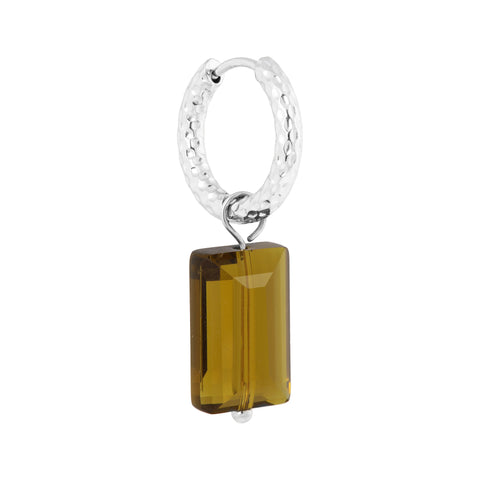 Shiny olive hoop silver