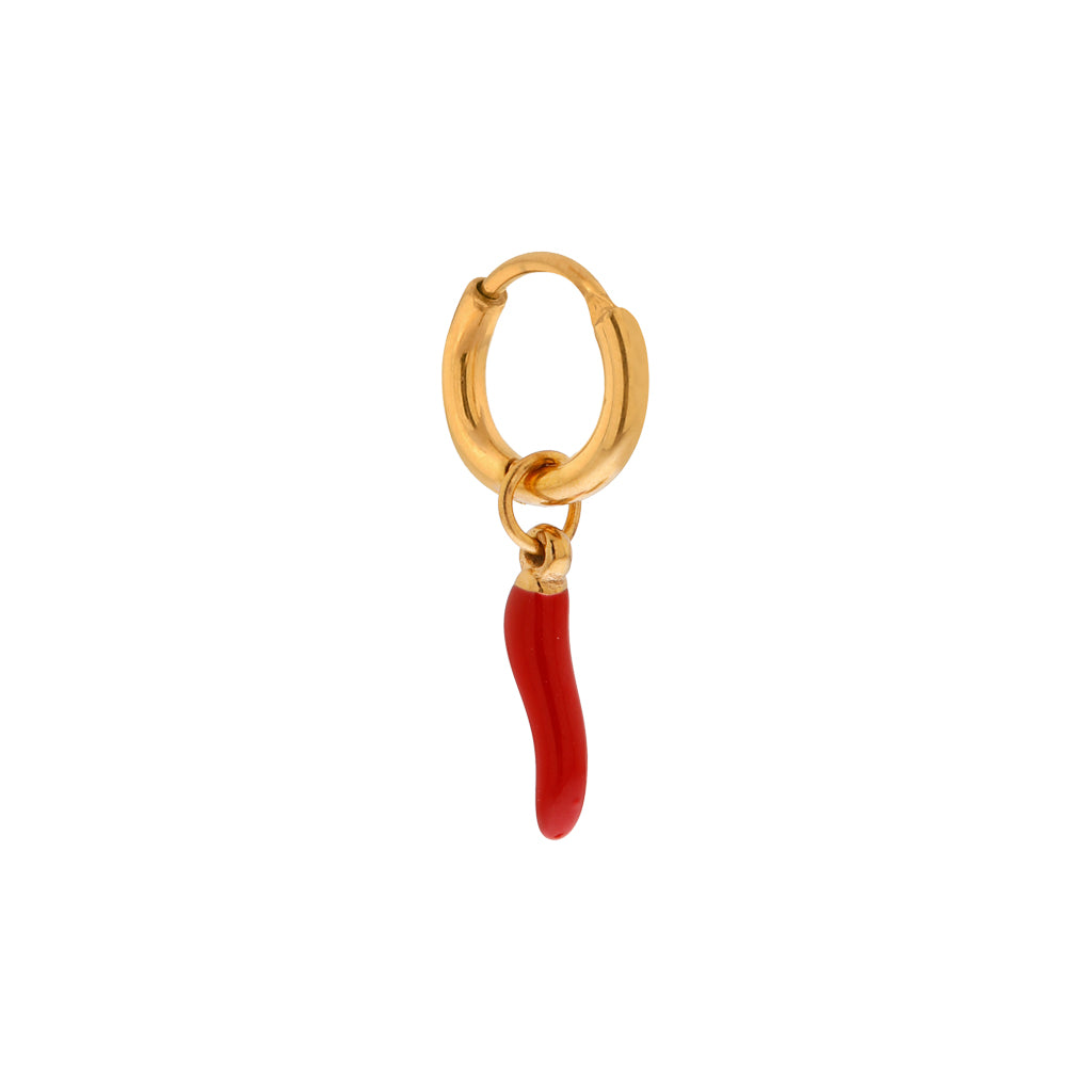 Single Spicy Pepper Hoop Gold