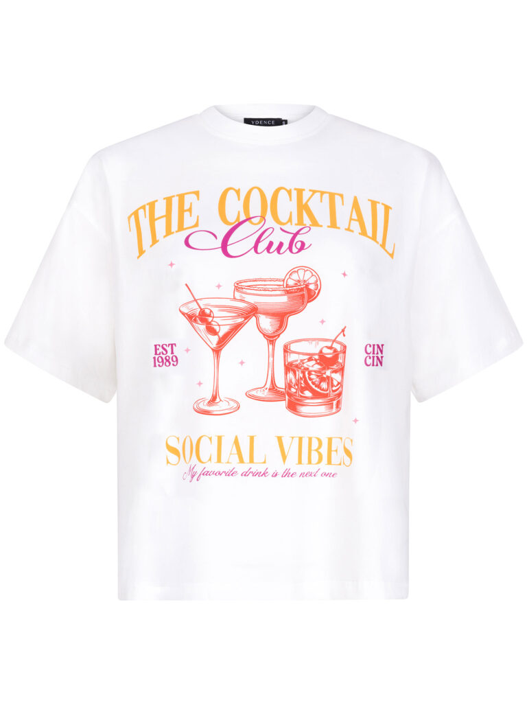 T-shirt Cocktail club - Orange/berry pink