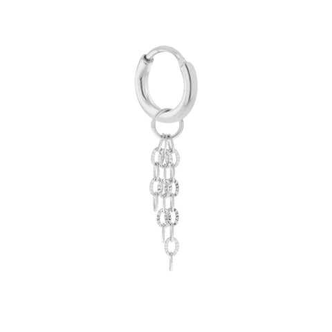 Single triple chain hoop silver