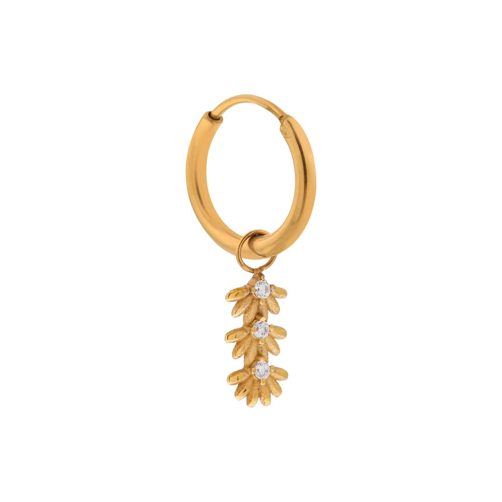 Single triple flower white hoop gold