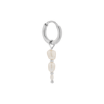 Single Triple pearl hoop silver