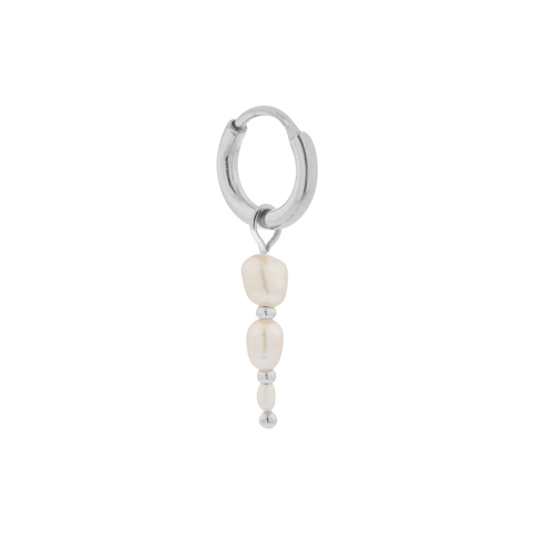 Single Triple pearl hoop silver