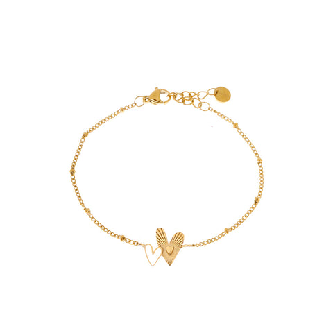 Two hearts bracelet gold