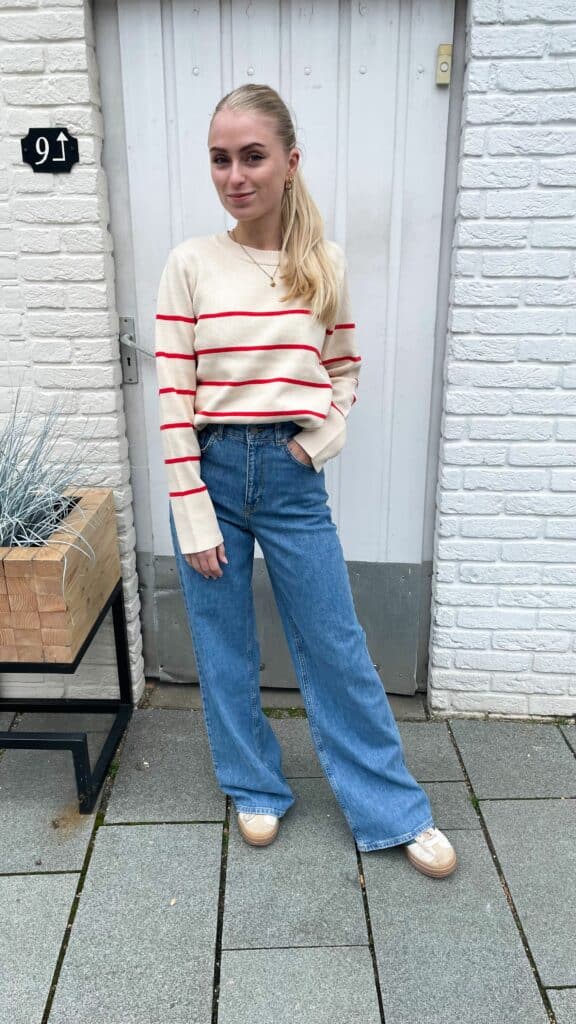 Slfeloise erin hw wide pants - medium blue denim