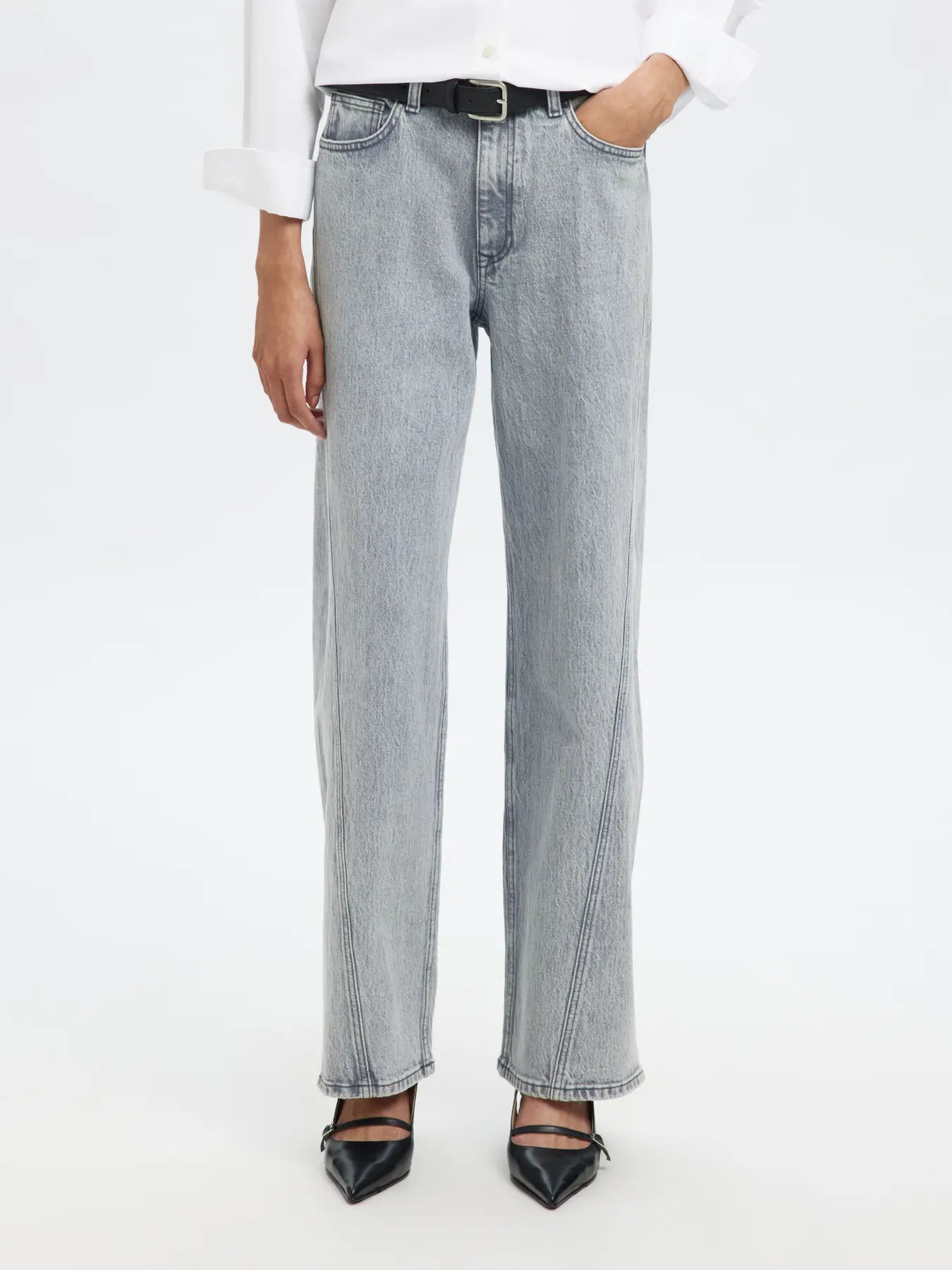 Slfwide rosa - kori hw twisted jeans