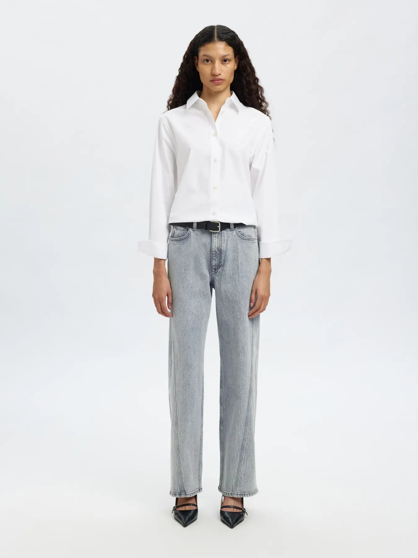 Slfwide rosa - kori hw twisted jeans
