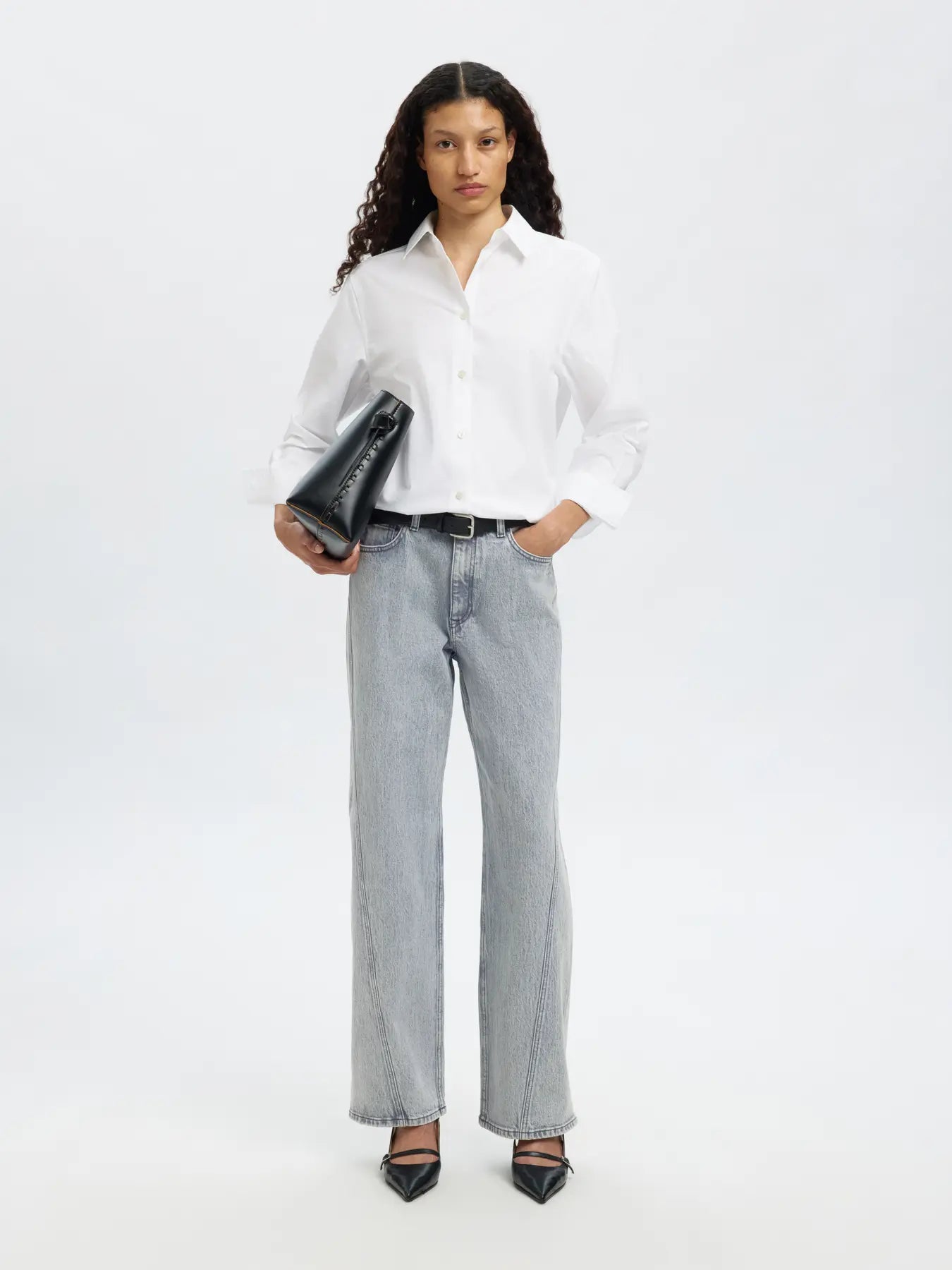 Slfwide rosa - kori hw twisted jeans