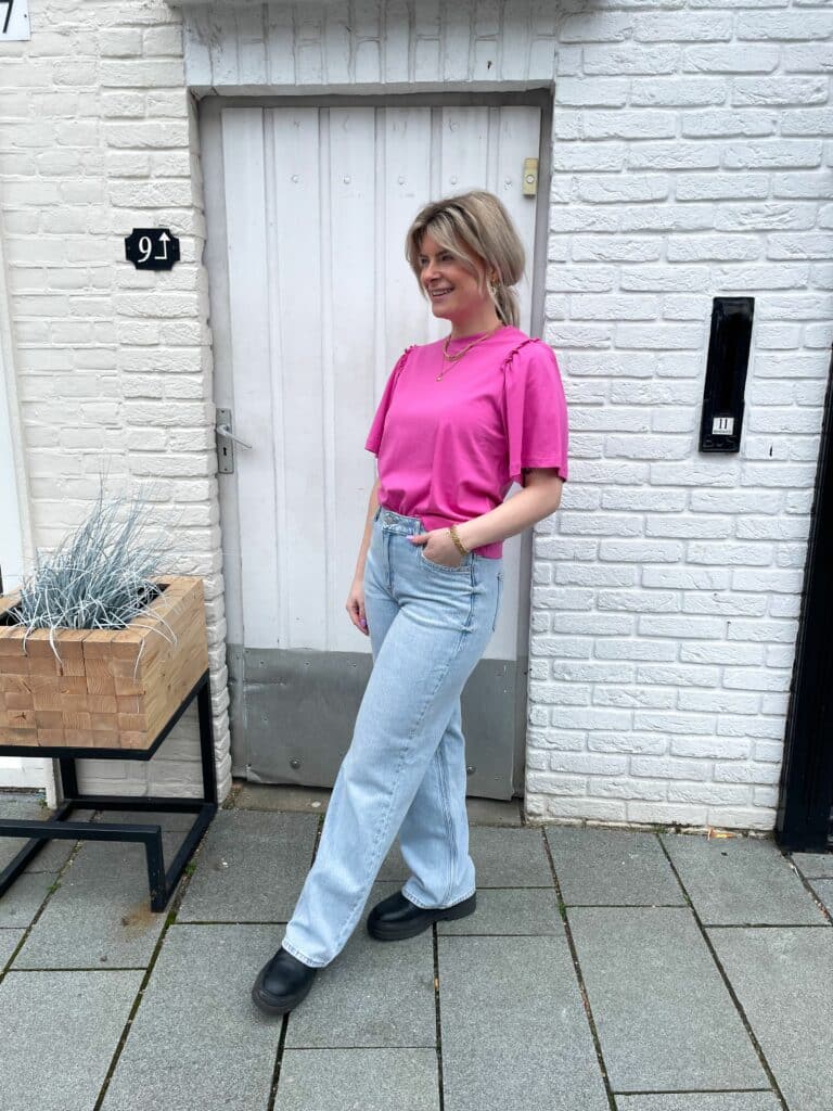 SLFPENELOPE 2/4 RUFFLE TEE NOOS - phlox pink