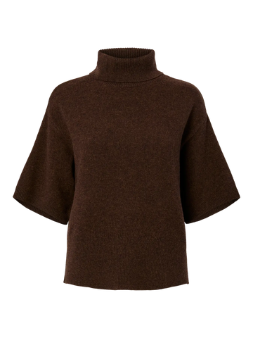 Yasemila 2/4 wool knit pullover -  chocolate brown