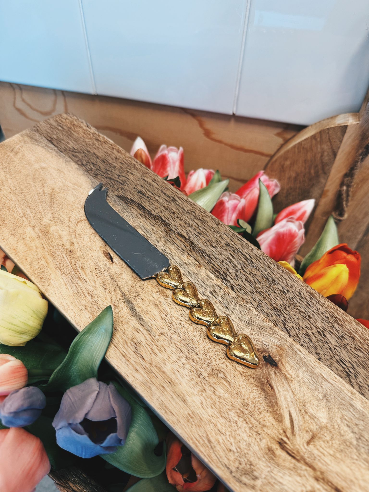 Doing goods - Holly heart cheese knife - gekarteld mes met vorkpunt