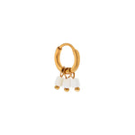 Single white blossom hoop gold