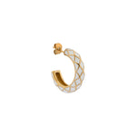 Single white cross hoop gold