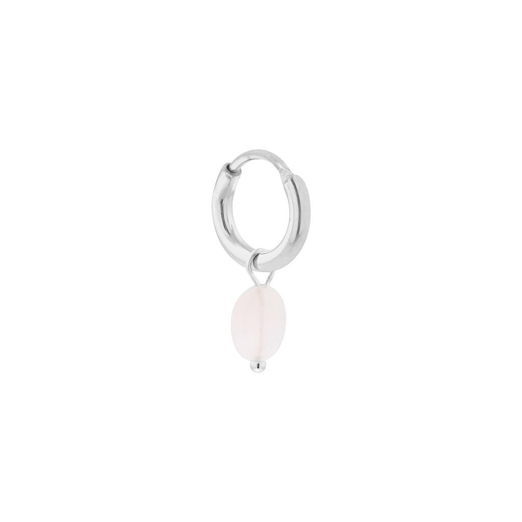 Single white oval hoop silver