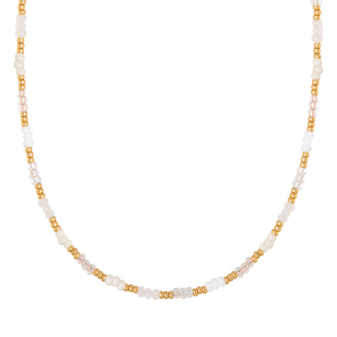 White rainbow necklace gold