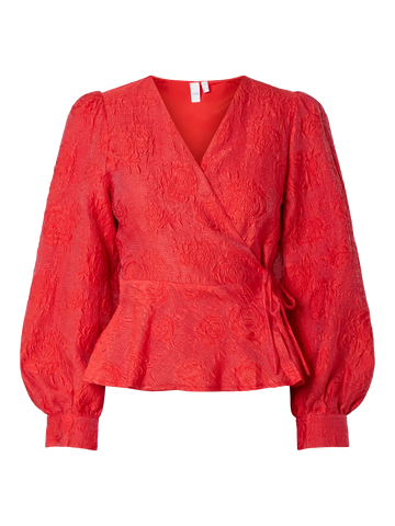 Yasjorin ls wrap top - hot coral