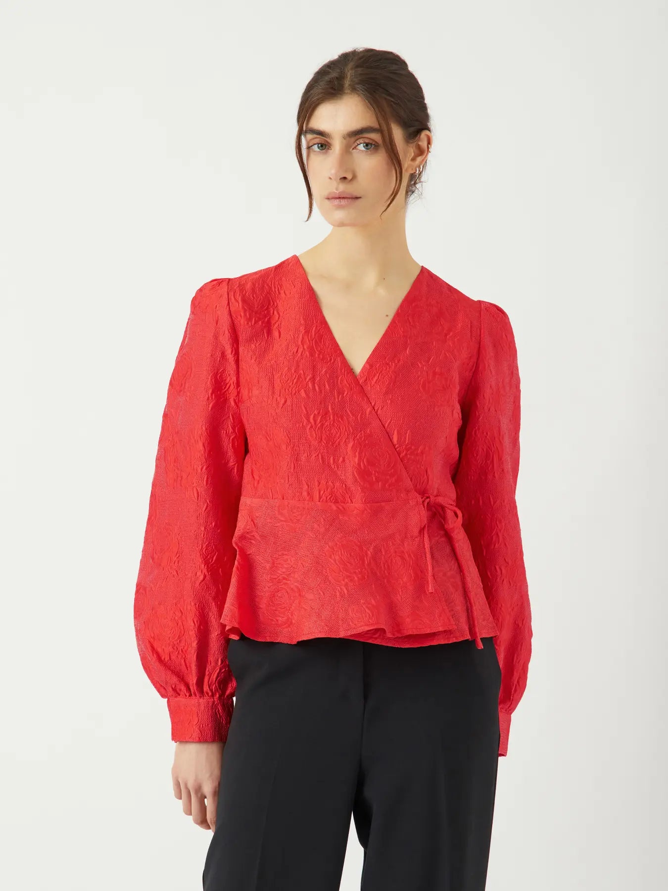 Yasjorin ls wrap top - hot coral