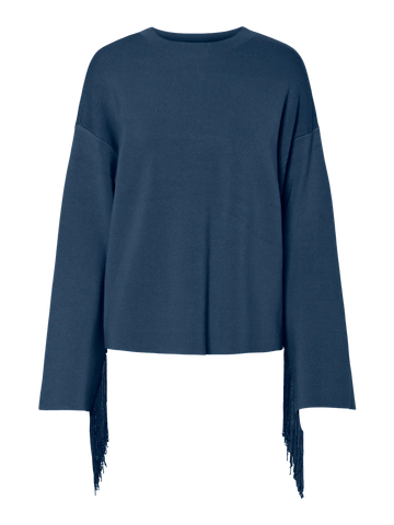 Yasfringa ls o - neck knit pullover s - sargasso sea