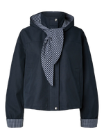 Yasanca ls hood jacket s. - story - navy blazer - checked hood