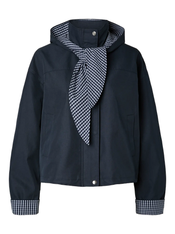 Yasanca ls hood jacket s. - story - navy blazer - checked hood