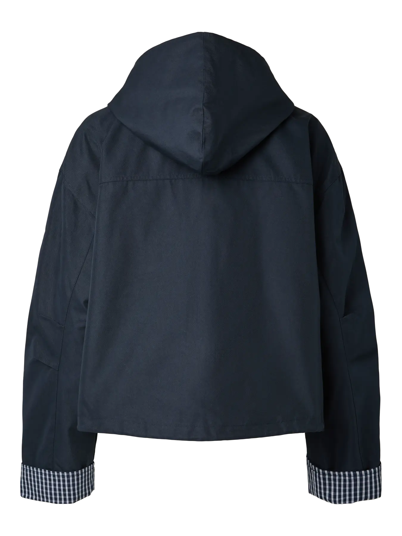 Yasanca ls hood jacket s. - story - navy blazer - checked hood