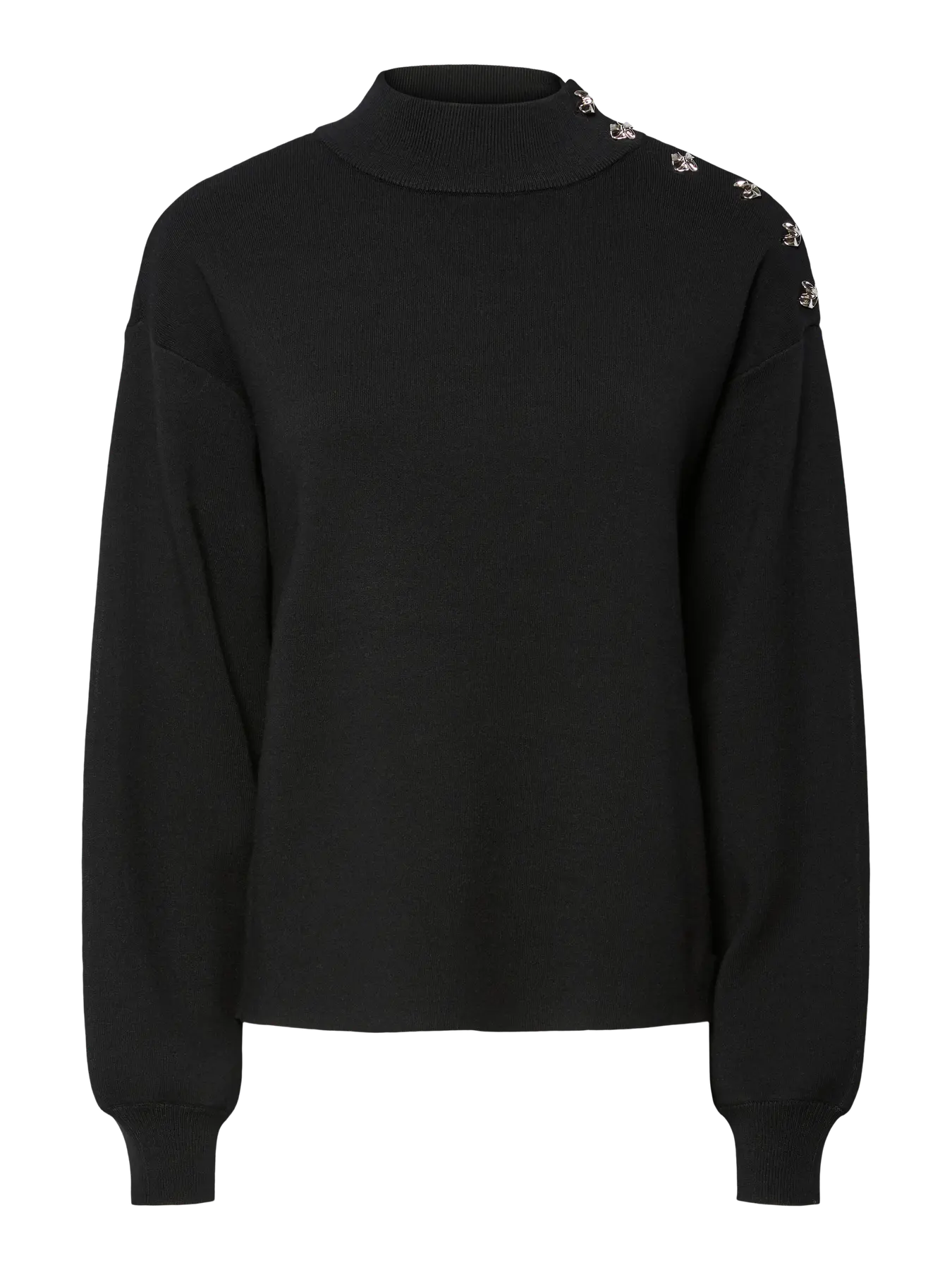 Yashama ls pearl knit pullover - black