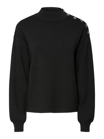 Yashama ls pearl knit pullover - black