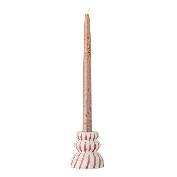Gabin candle holder - stoneware - purple stripes